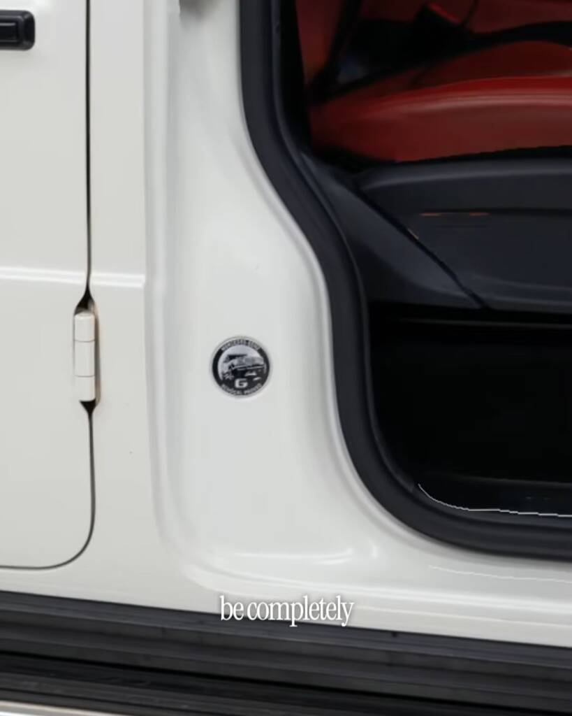 White door opening and red interior of the G63 before the colour change