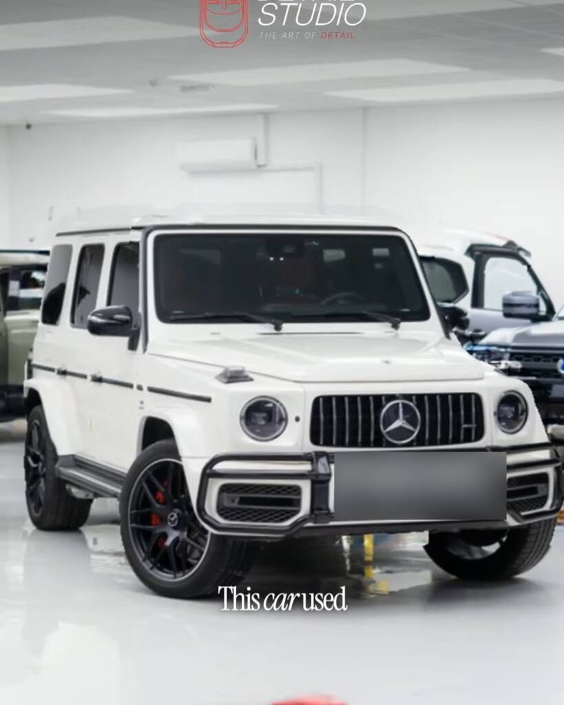 White Mercedes-AMG G63 before colour change at Apex Detail Studio Dubai