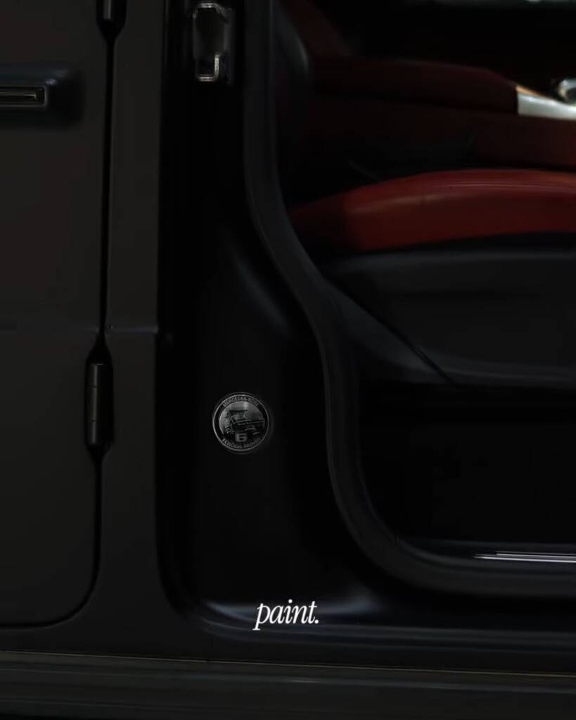 G63 door opening finished in black peelable paint after colour change, Dubai