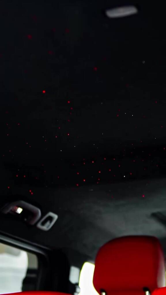 Custom starlight headliner in a Mercedes-AMG G63 with red leather, Apex Dubai