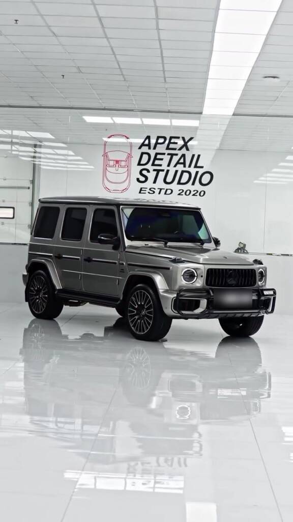 Silver grey Mercedes-AMG G63 after full body PPF at Apex Detail Studio Dubai