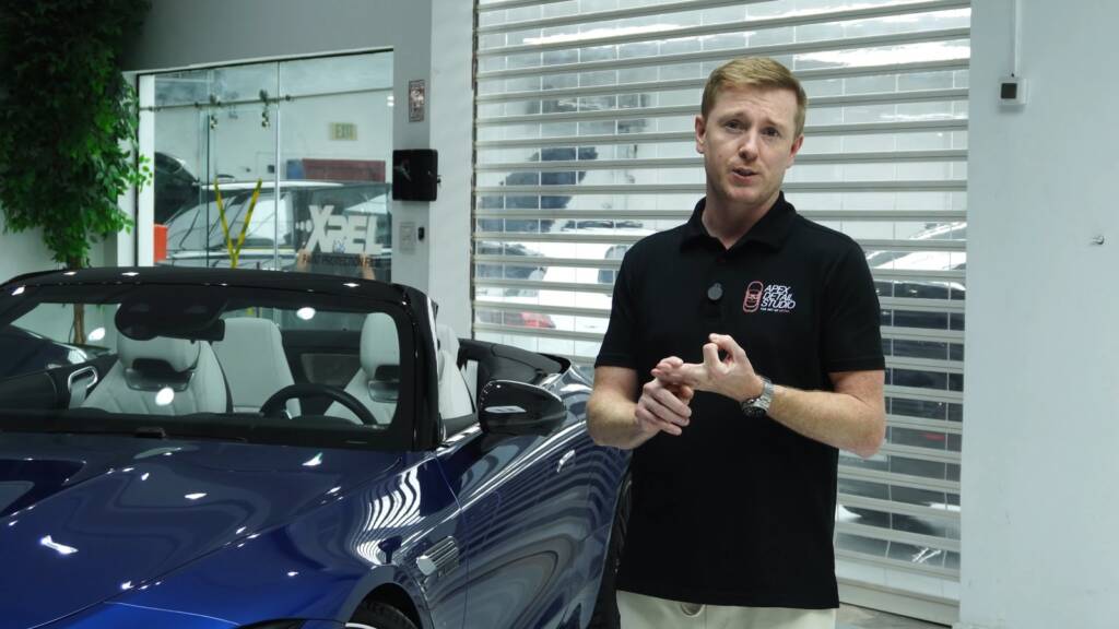 Walkround of a blue Mercedes-AMG SL55 before paint protection film