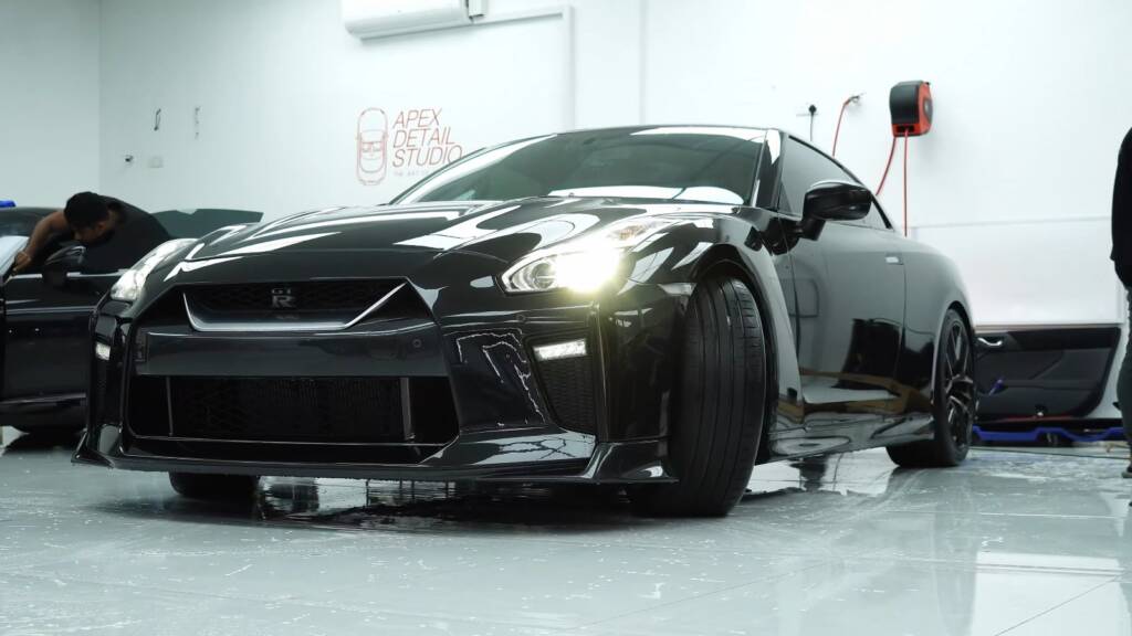 Nissan GTR original black paint after wrap removal