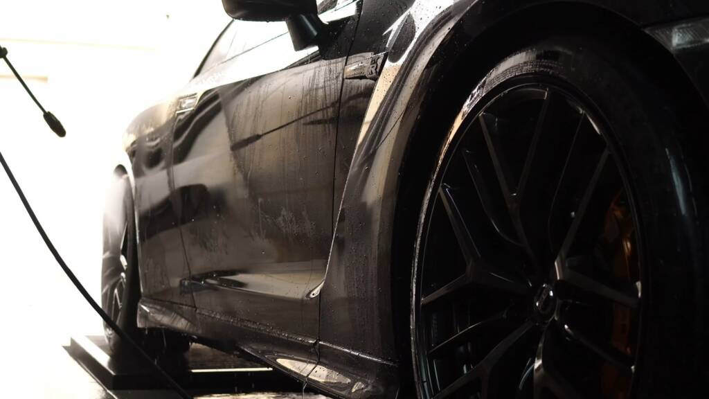 Washing a Nissan GTR wheel after wrap removal