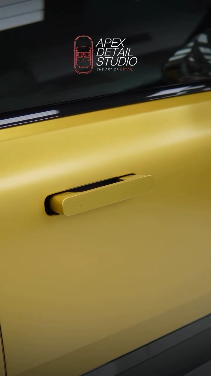 Polestar 4 door handle area with matte PPF finished at Apex Detail Studio