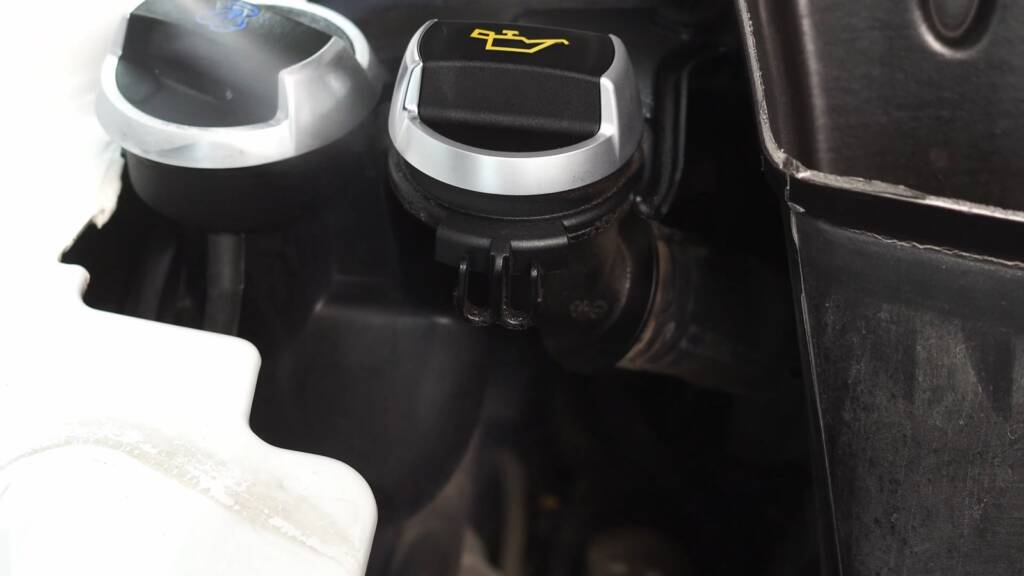 Porsche 911 GT3 filler caps during dry ice cleaning
