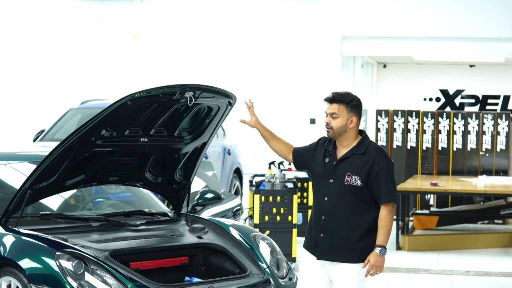 Porsche Cayman GT4 front boot open after colour change