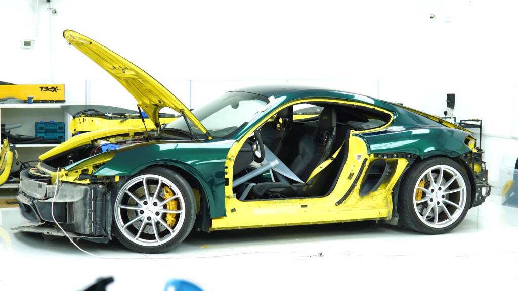 Porsche Cayman GT4 mid colour change from yellow to green at Apex Detail Studio