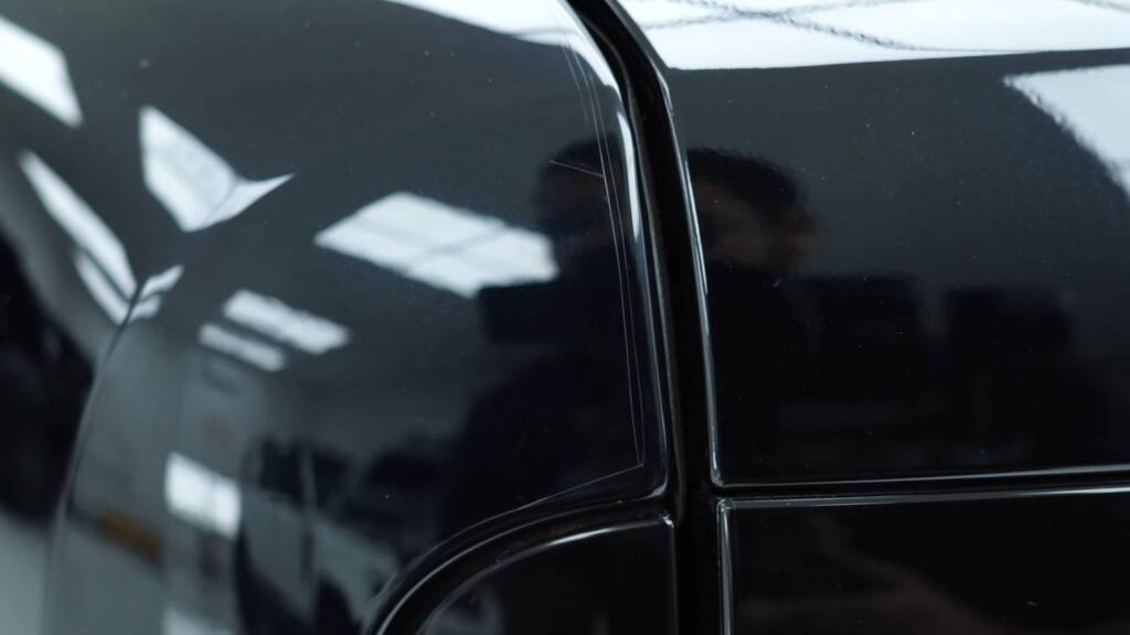 Range Rover rear door edge with hand-cut PPF