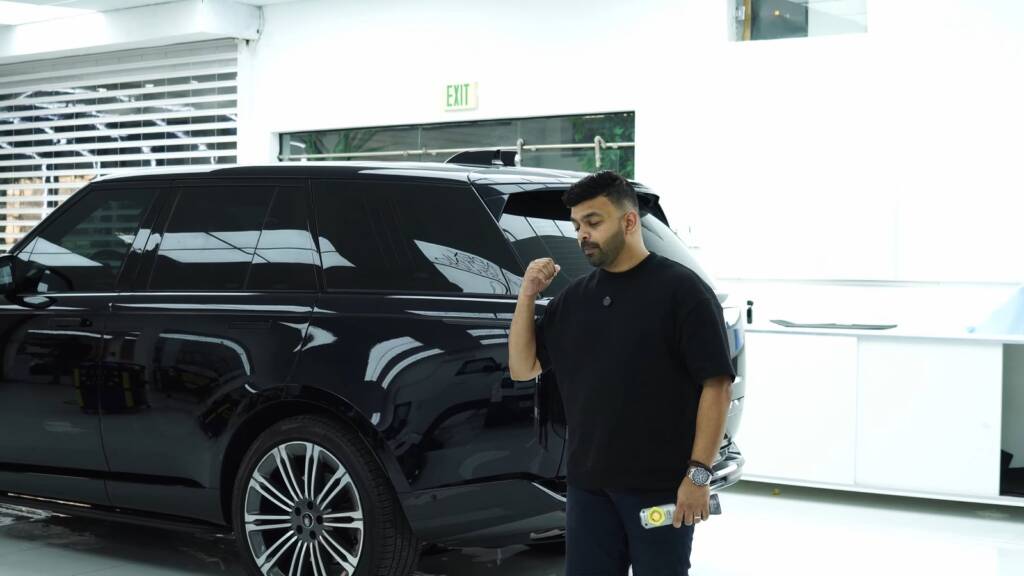 Black Range Rover side view at Apex Detail Studio