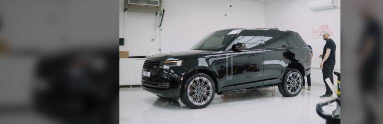 Range Rover White to Gloss Black Colour PPF in Dubai