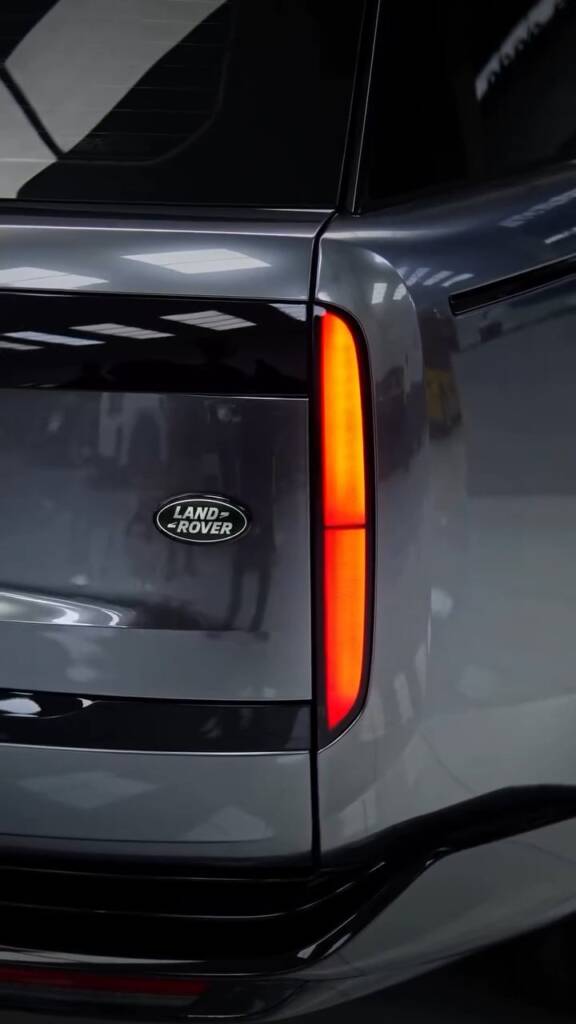 Range Rover tail light and badge after grey colour PPF at Apex Detail Studio Dubai