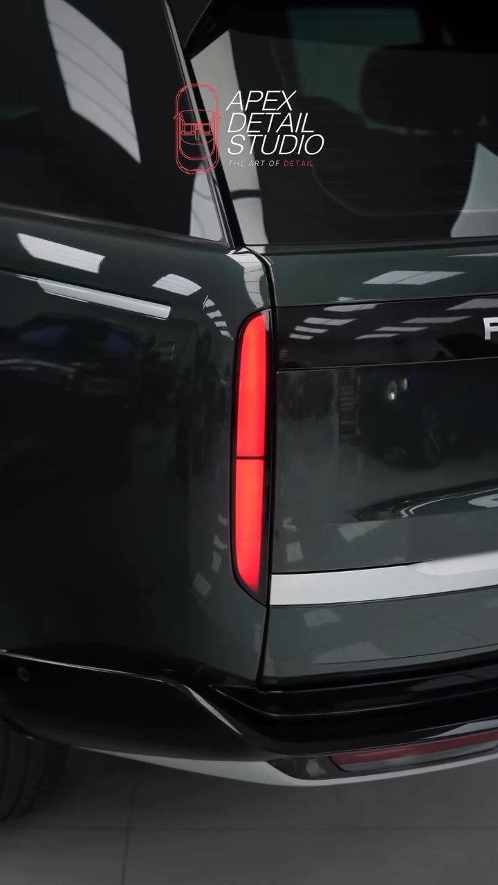 Range Rover rear glass and tail light after window tint at Apex Detail Studio Dubai