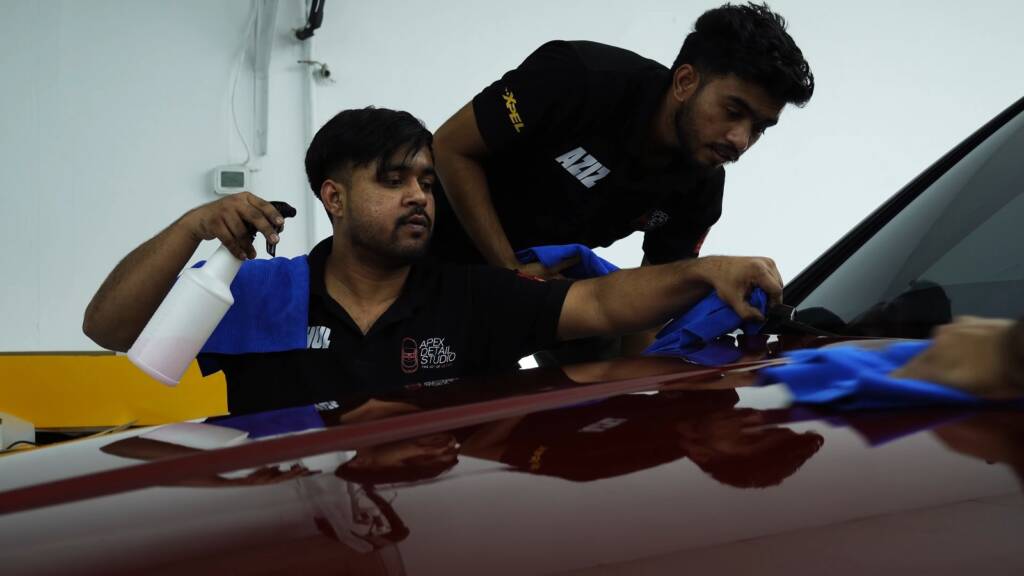 Final wipe of a Rolls-Royce Cullinan bonnet after PPF