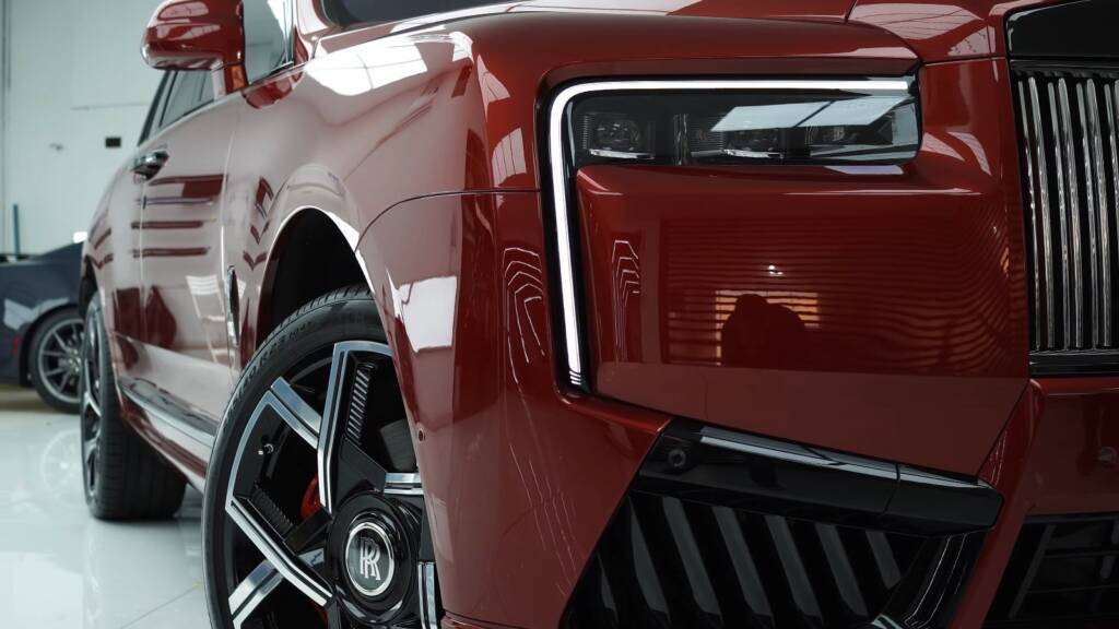 Red Rolls-Royce Cullinan front after PPF in Dubai