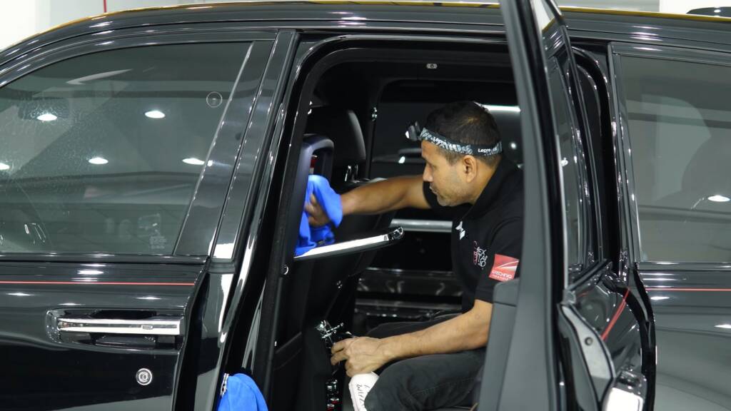 Detailing the front cabin of a Rolls-Royce Cullinan in Dubai