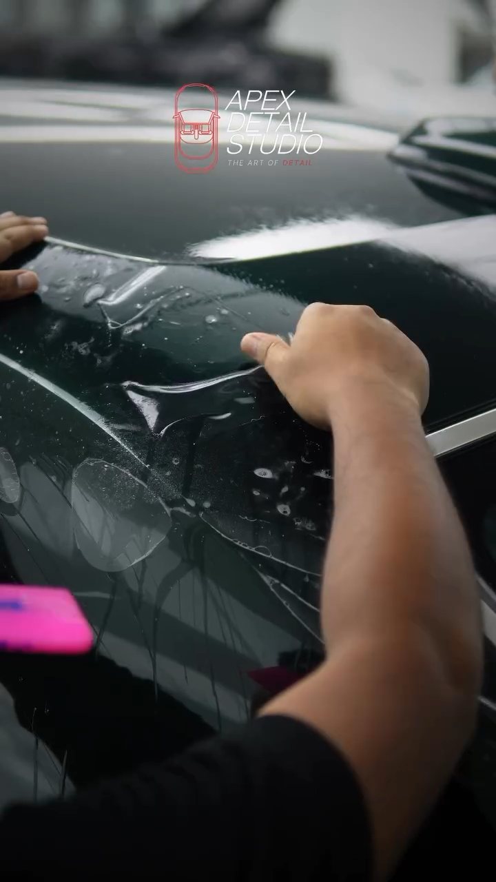 PPF laid over the Rolls-Royce Phantom rear quarter at Apex Detail Studio Dubai