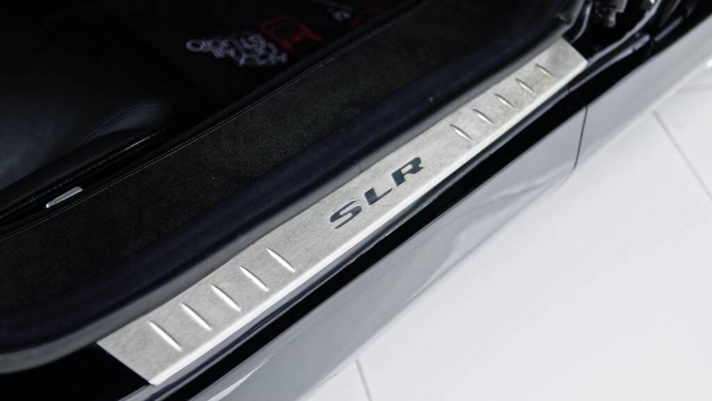 SLR door sill plate on a Mercedes-Benz SLR McLaren after detailing at Apex Detail Studio Dubai