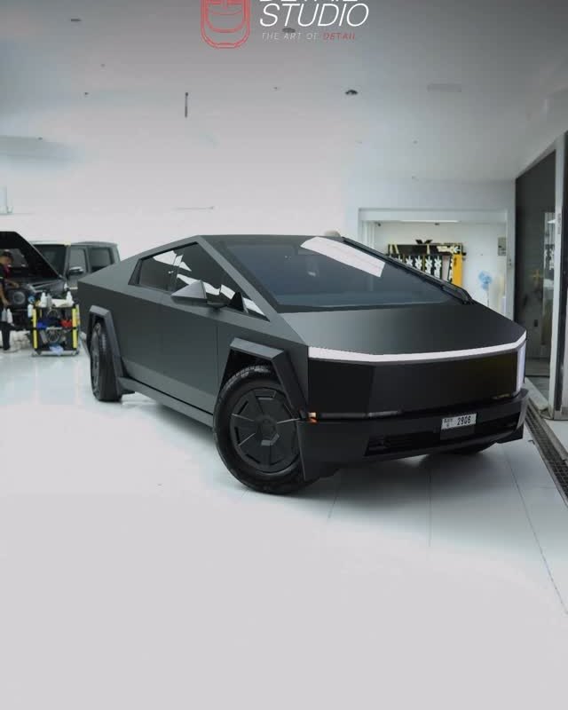 Tesla Cybertruck Cyberbeast, satin black, the first GCC spec Cyberbeast, taken from raw stainless steel to satin black with full colour PPF, plus window tint, at Apex Detail Studio in Dubai