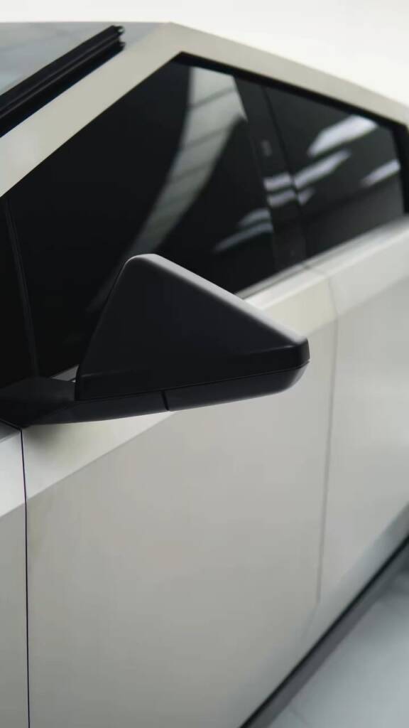 Mirror and door of a Tesla Cybertruck after PPF at Apex Detail Studio