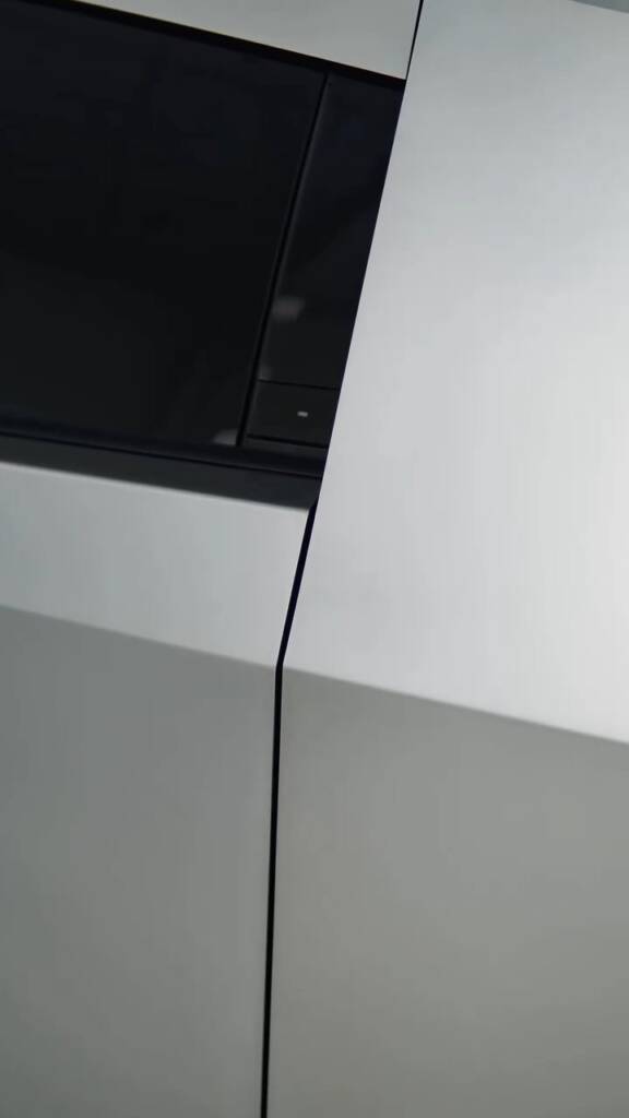 Clean PPF finish at the door gap of a Tesla Cybertruck at Apex Detail Studio Dubai