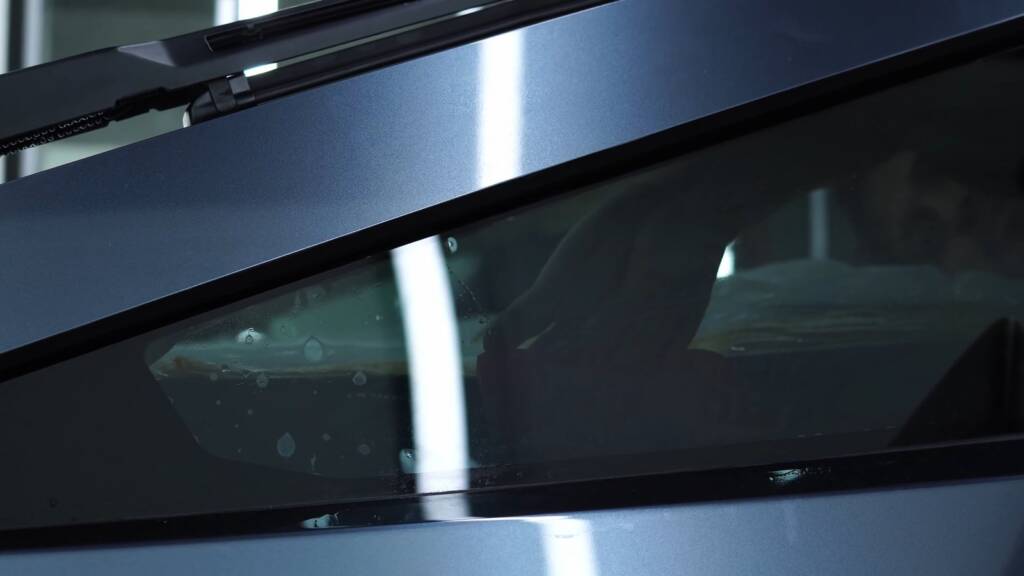 Tesla Cybertruck rear side glass after tinting
