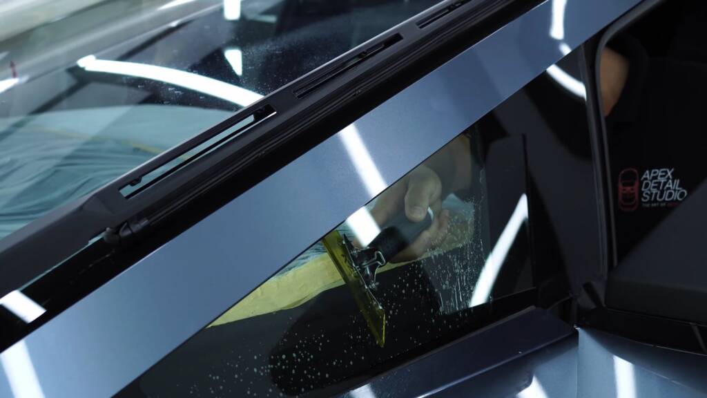 Tesla Cybertruck side window after tinting