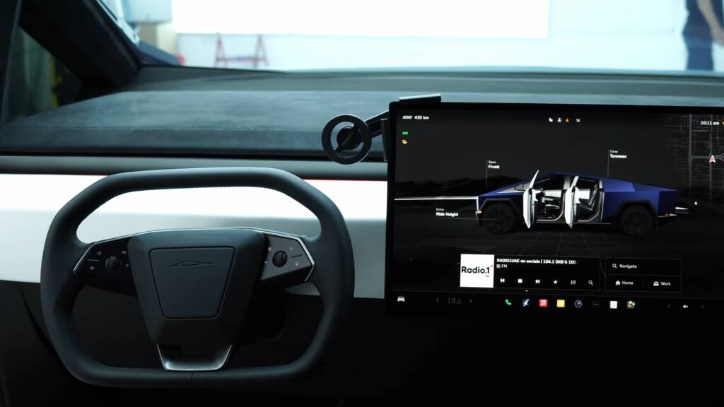 Tesla Cybertruck yoke and screen after window tint