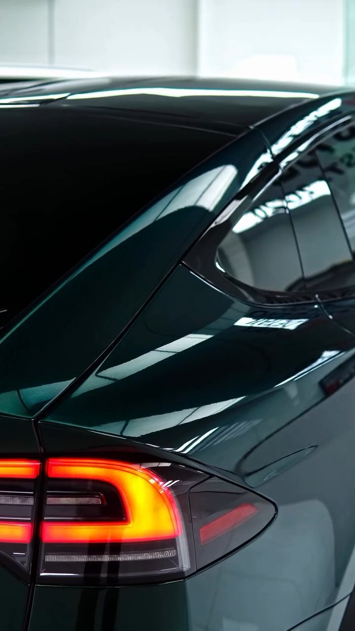Tesla Model X rear in emerald green colour PPF after the change, Dubai
