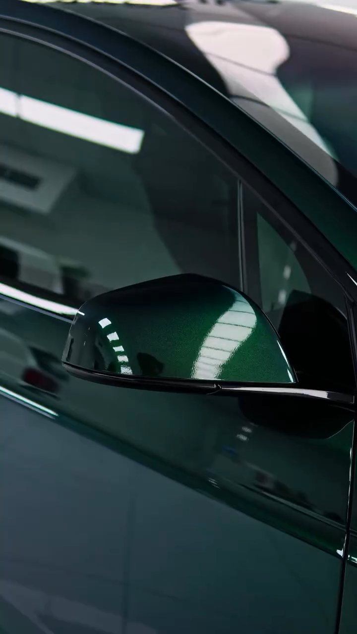 Tesla Model X side in emerald green colour PPF in Dubai