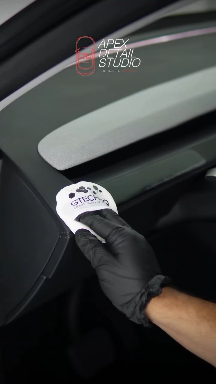 Interior coating applied to the Tesla Model Y dash trim in Dubai