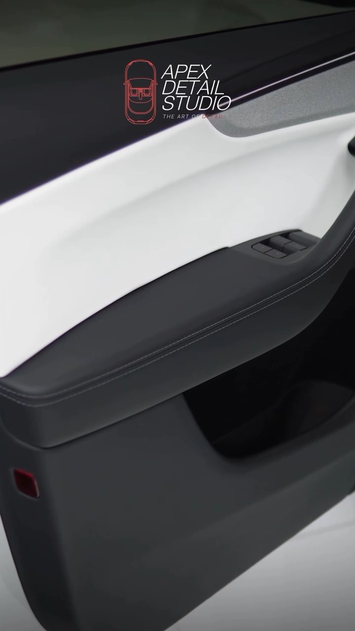 Tesla Model Y door card after interior ceramic coating in Dubai