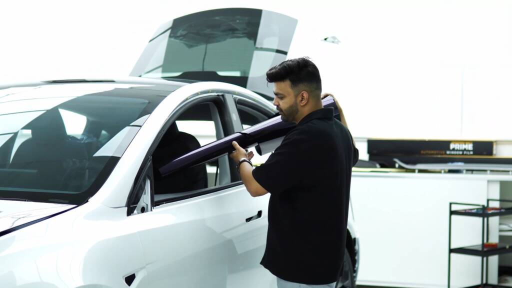 Explaining the midnight purple wrap on a Tesla Model Y Juniper