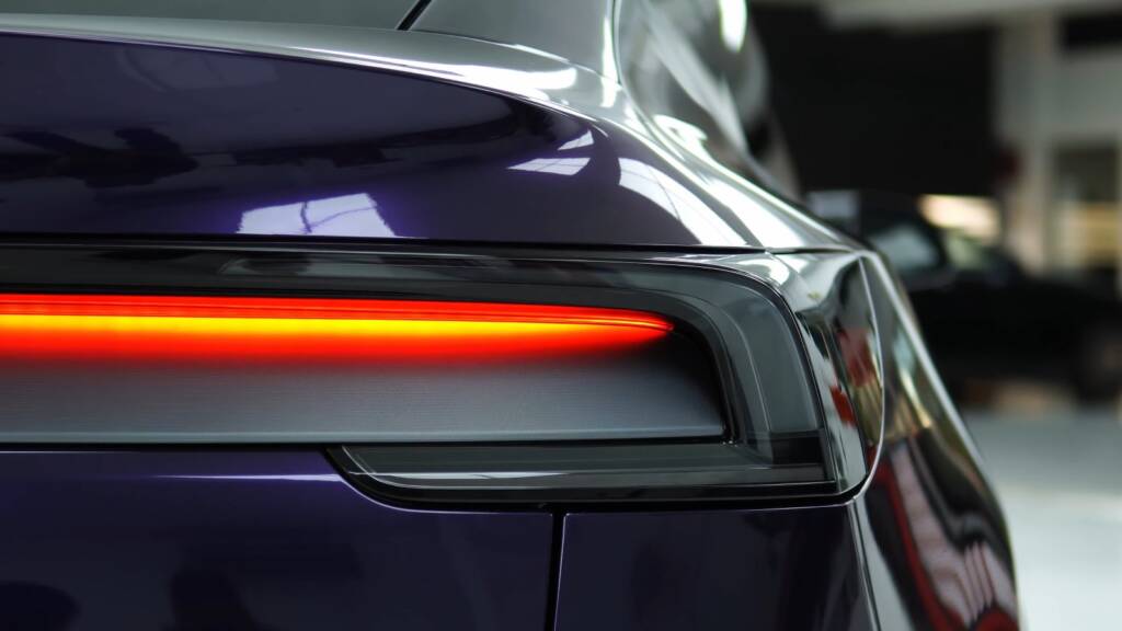 Tesla Model Y Juniper rear light bar with purple wrap