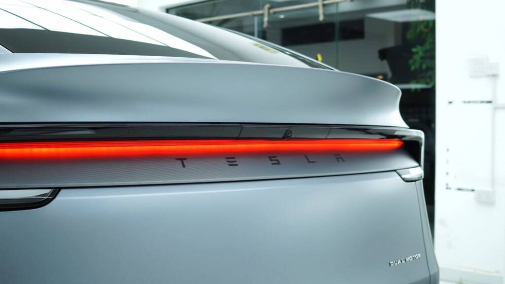 Tesla Model Y Juniper rear light bar with satin PPF