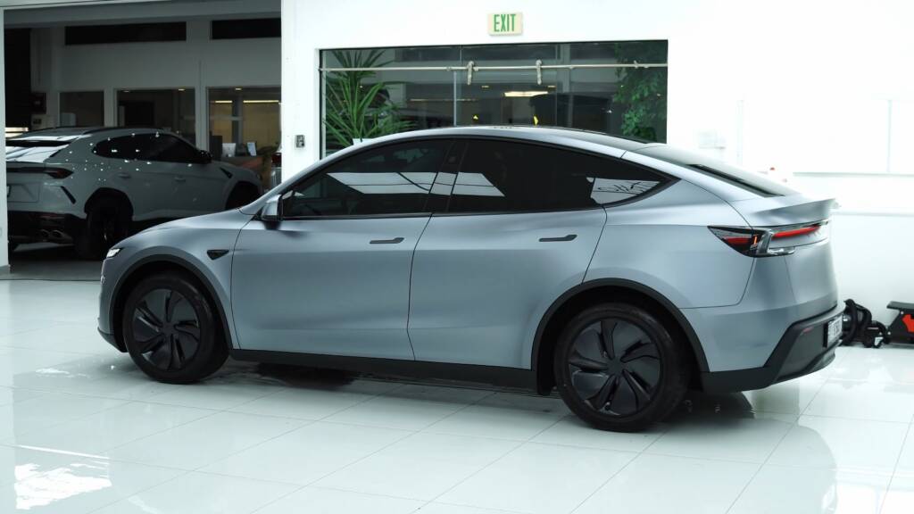 Tesla Model Y Juniper side profile after premium satin PPF
