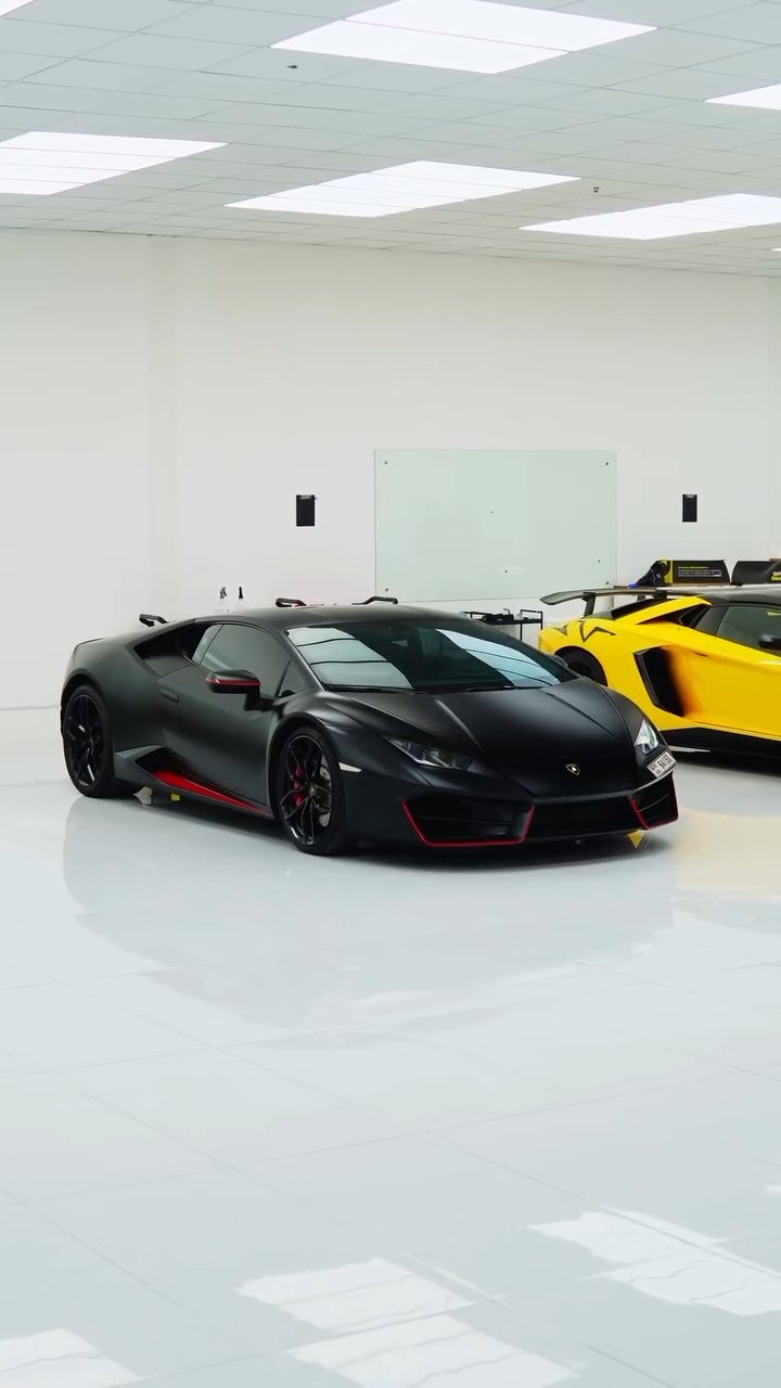Matte black Lamborghini Huracan in the Apex studio, Dubai