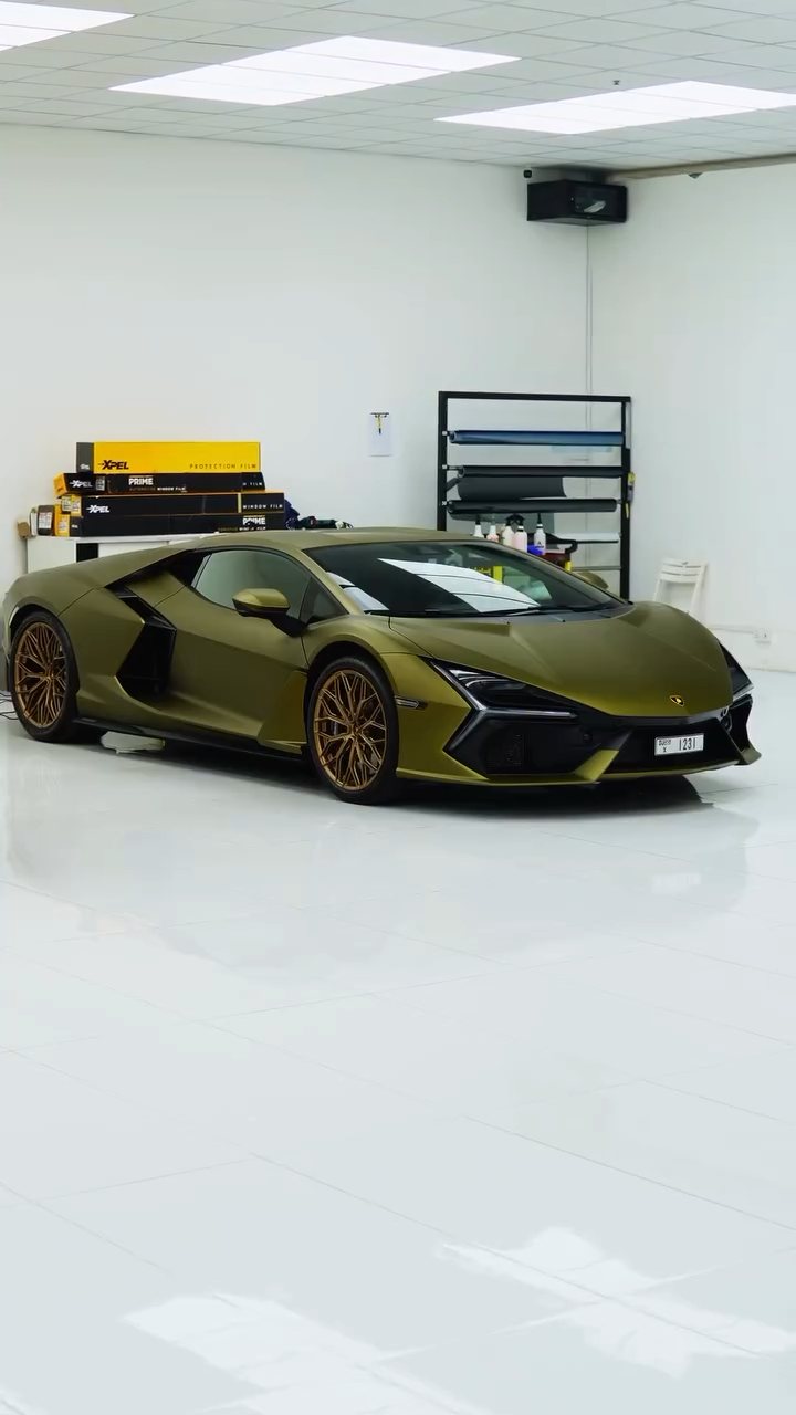Green Lamborghini Revuelto at Apex Detail Studio Dubai